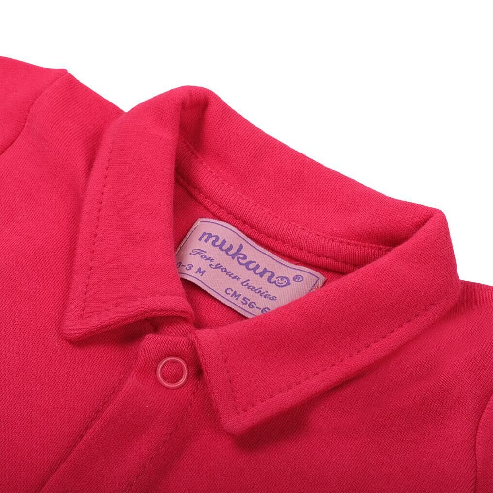 Mukano Dinazor Nakışlı Çift Taraflı Şapkalı Kız Bebek Yazlık Tulum Fuşya MKN.0220