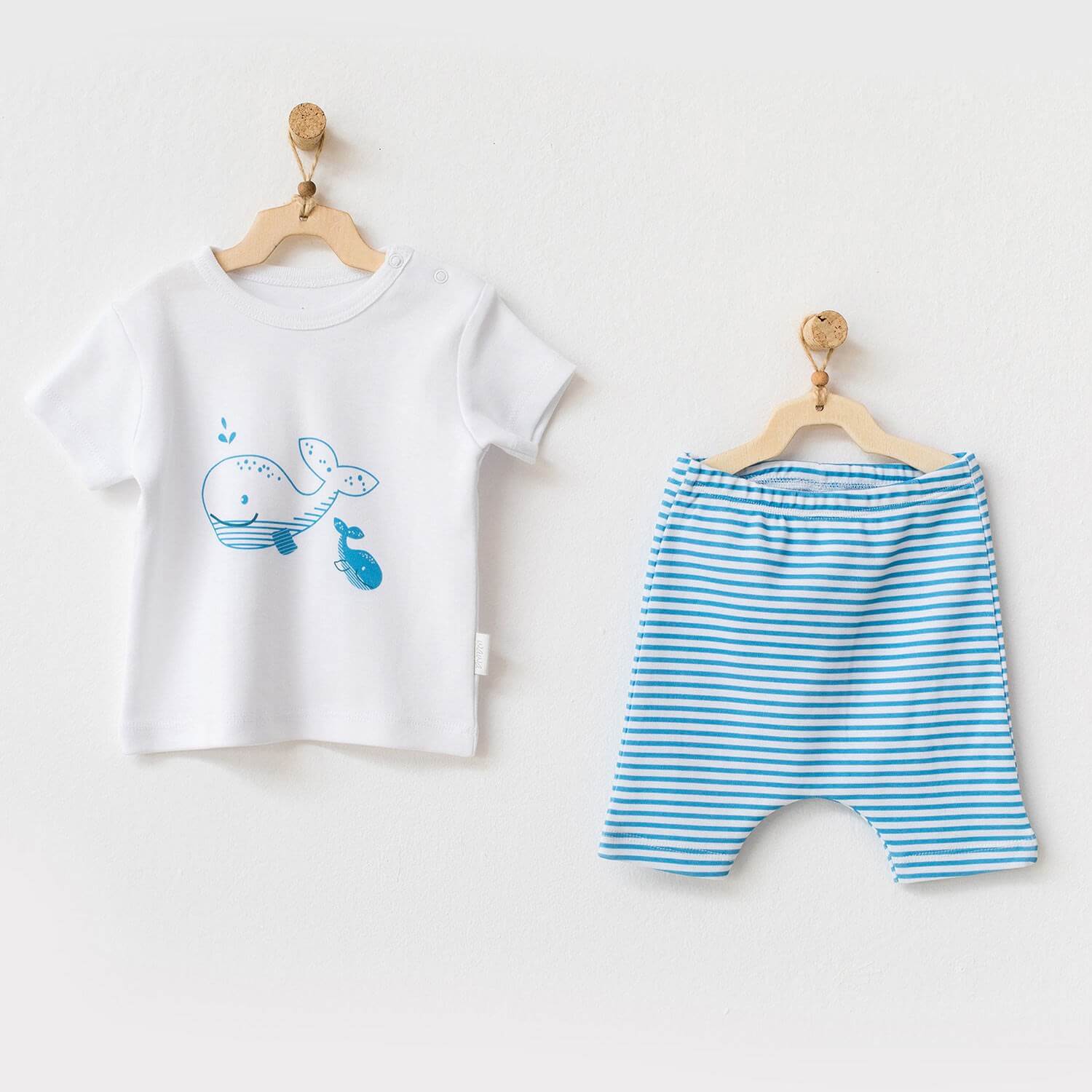 Andy Wawa Erkek Bebek 2'li Yazlık Takım %100 Pamuk Tişört ve Şort Seti - AC21559