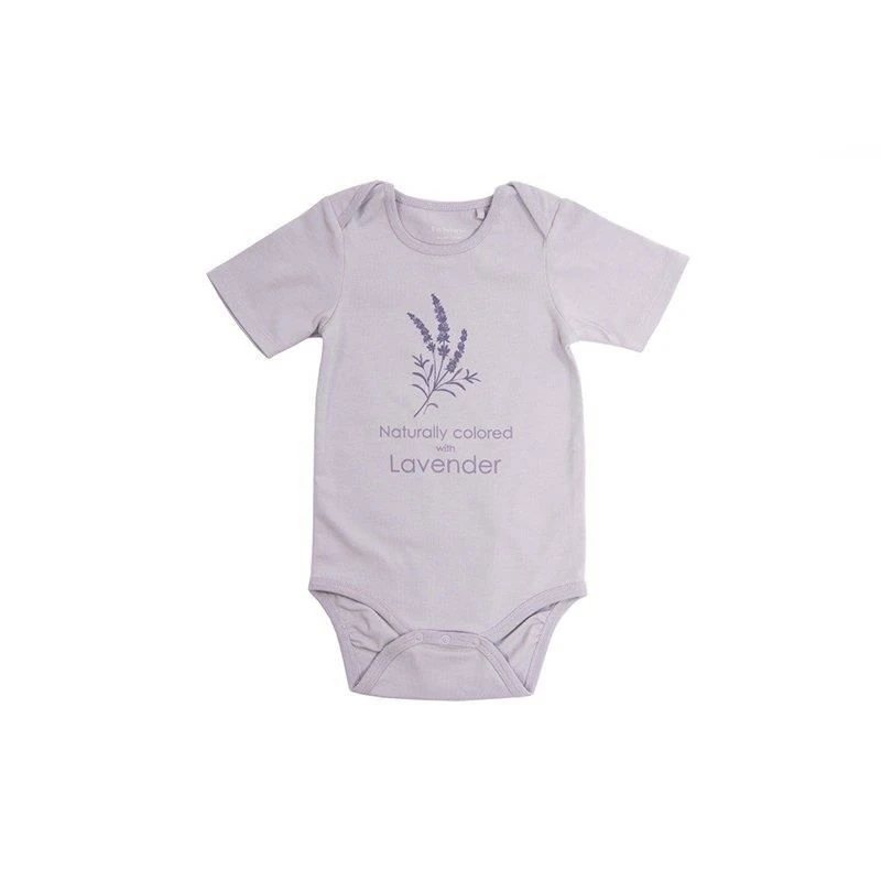 I'm Natural Organik Lavanta Desenli Kısa Kollu Çıtçıtlı Kız Bebek Zıbın - 110852 Lavanta