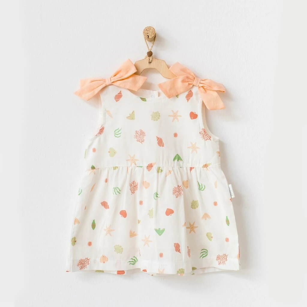 Andy Wawa Kız Bebek Dokuma Kumaş Askılı Yazlık Elbise Somon - AC21523