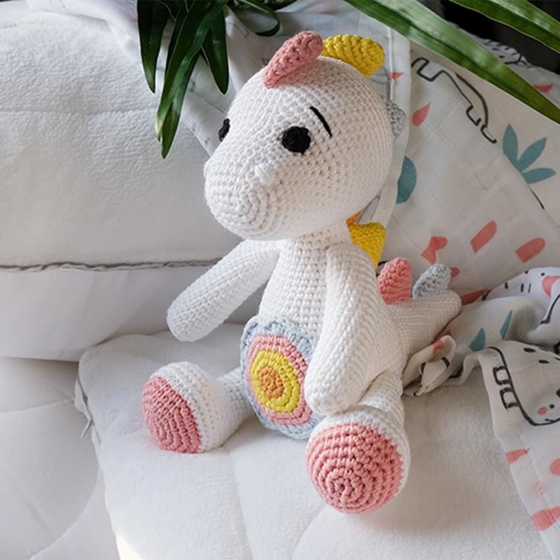 Amigurumi %100 Organik Oyuncak El Örgüsü Dinozor Beyaz MKN.0065