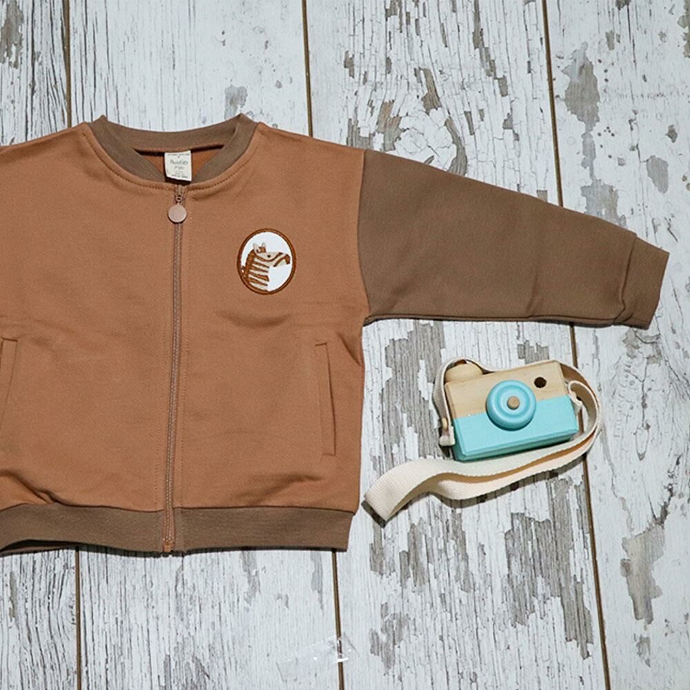 Auntie Me %100 Organik Pamuk Önü Fermuarlı Zebra Detaylı Bebek Kışlık Ceket - AW2106