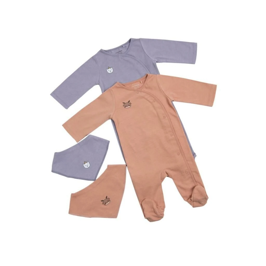 I'm Natural Organik Pamuklu Önlüklü - Patikli Kışlık Bebek Tulum Set - 112999 Lavanta