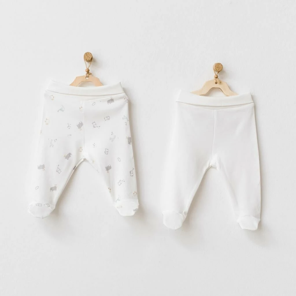 Andy Wawa Organik Pamuklu Erkek Bebek Patikli 2'li Kışlık Pantolon - AC21708