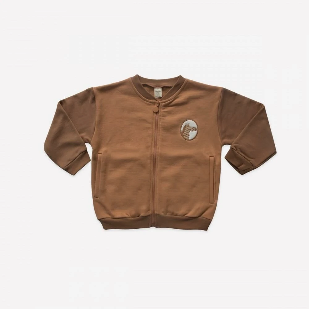 Auntie Me %100 Organik Pamuk Önü Fermuarlı Zebra Detaylı Bebek Kışlık Ceket - AW2106