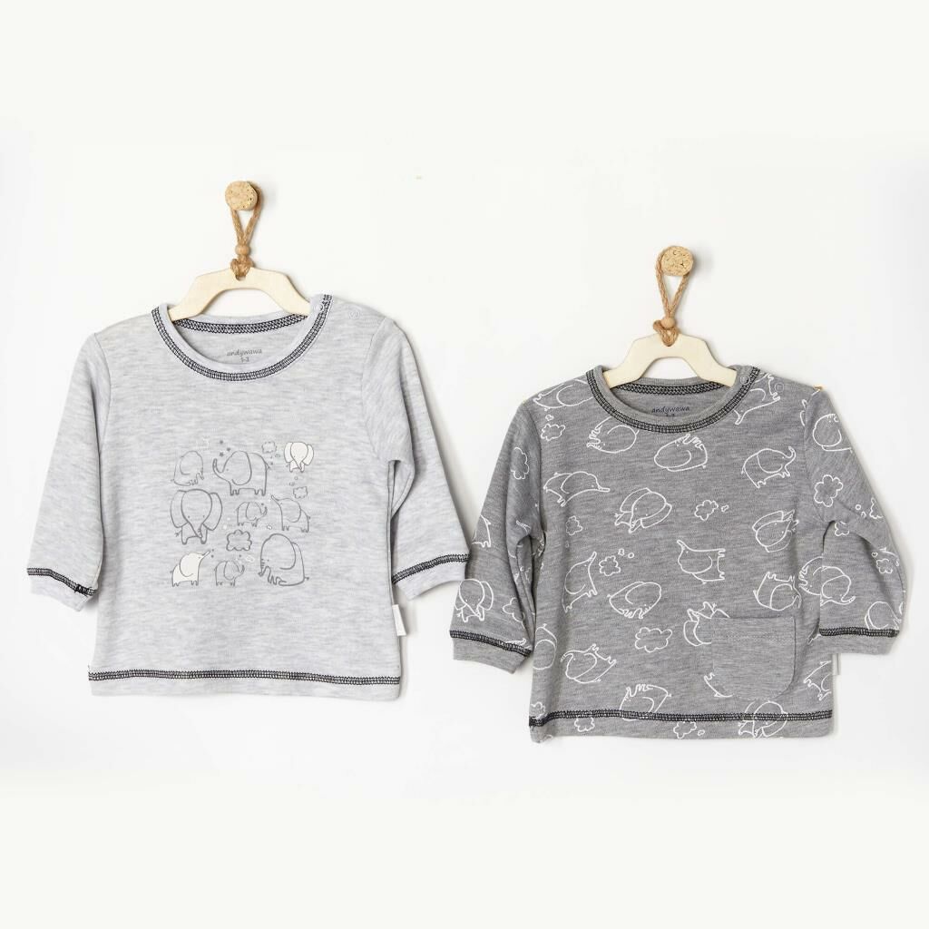 Andy Wawa Erkek Bebek 2'li Uzun Kollu Kışlık Tişört - AC22174