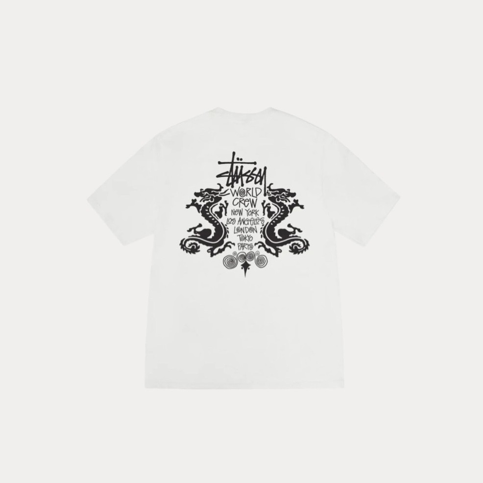 Stüssy Double Dragon Pig. Dyed Tee ‘White’
