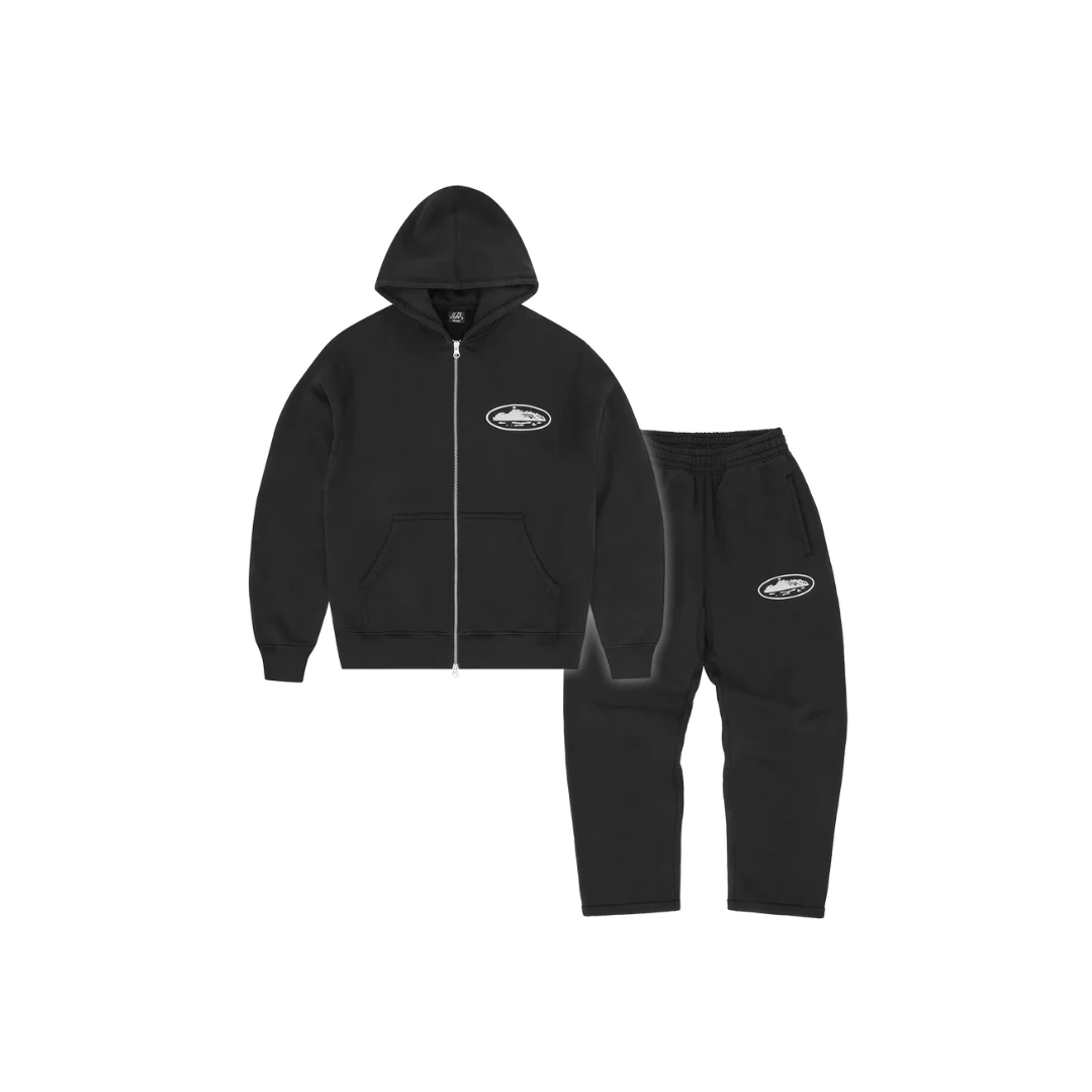 Corteiz OG Island Puff Print Tracksuit (black)