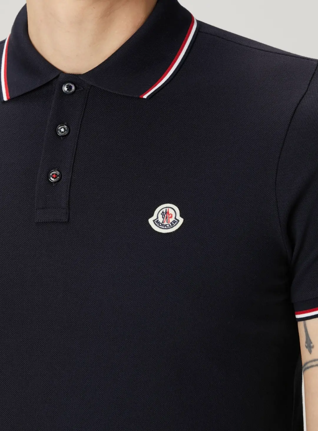 トップス MONCLER SCOM2017 210 L/S PIQUE SHIRT Moncler Pique Logo T-Shirt 'Navy'