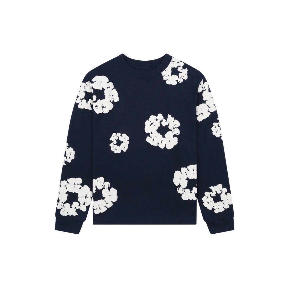 Denim Tears Long Sleeve Cotton Wreath T-shirt 'Navy'