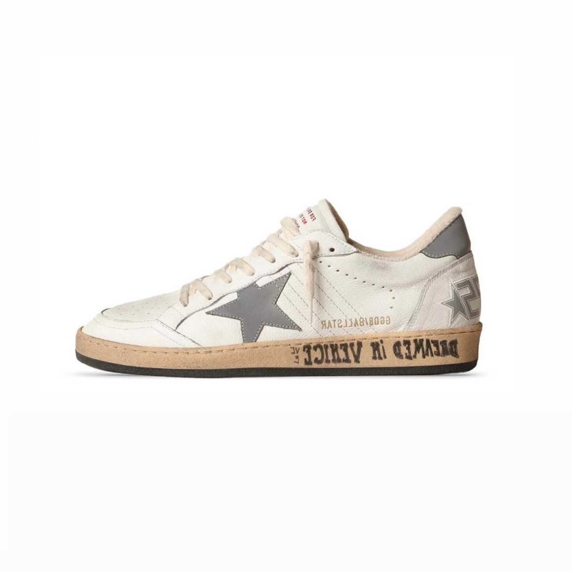 Golden Goose Ball Star Nappa White Gray Reflective Star