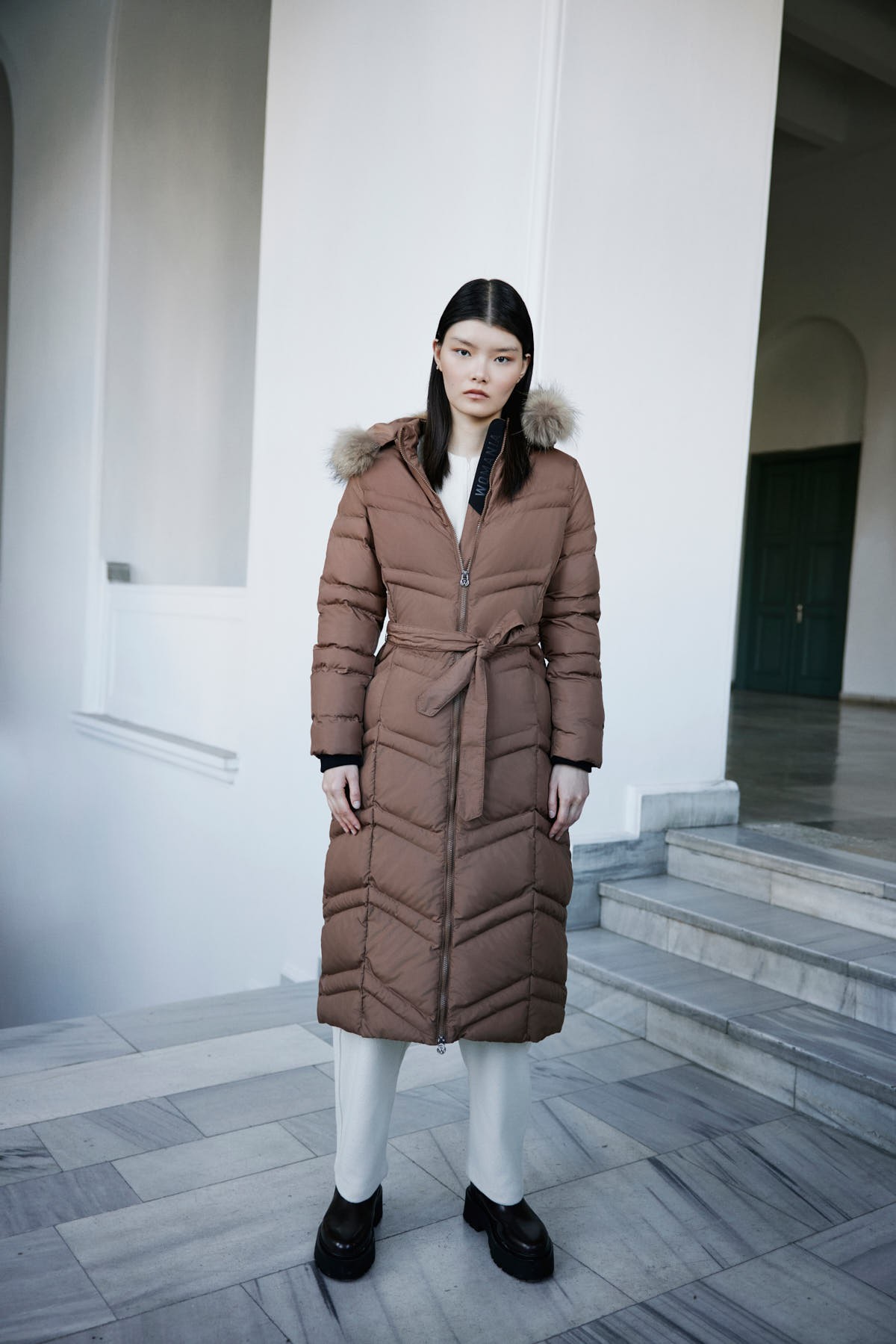 Womania-Mont-Roma Naturel Kürklü Puffer Mont - Karamel