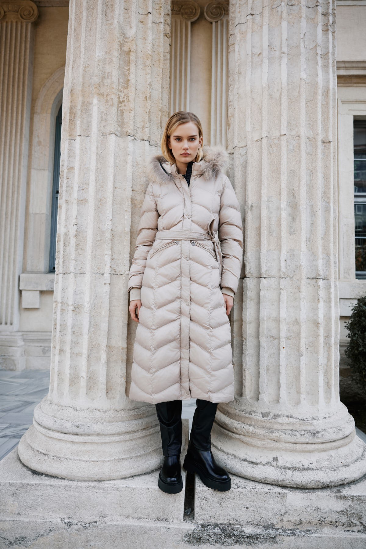 Womania X - Jacket  Naturel Kürklü Puffer Mont  - Bej