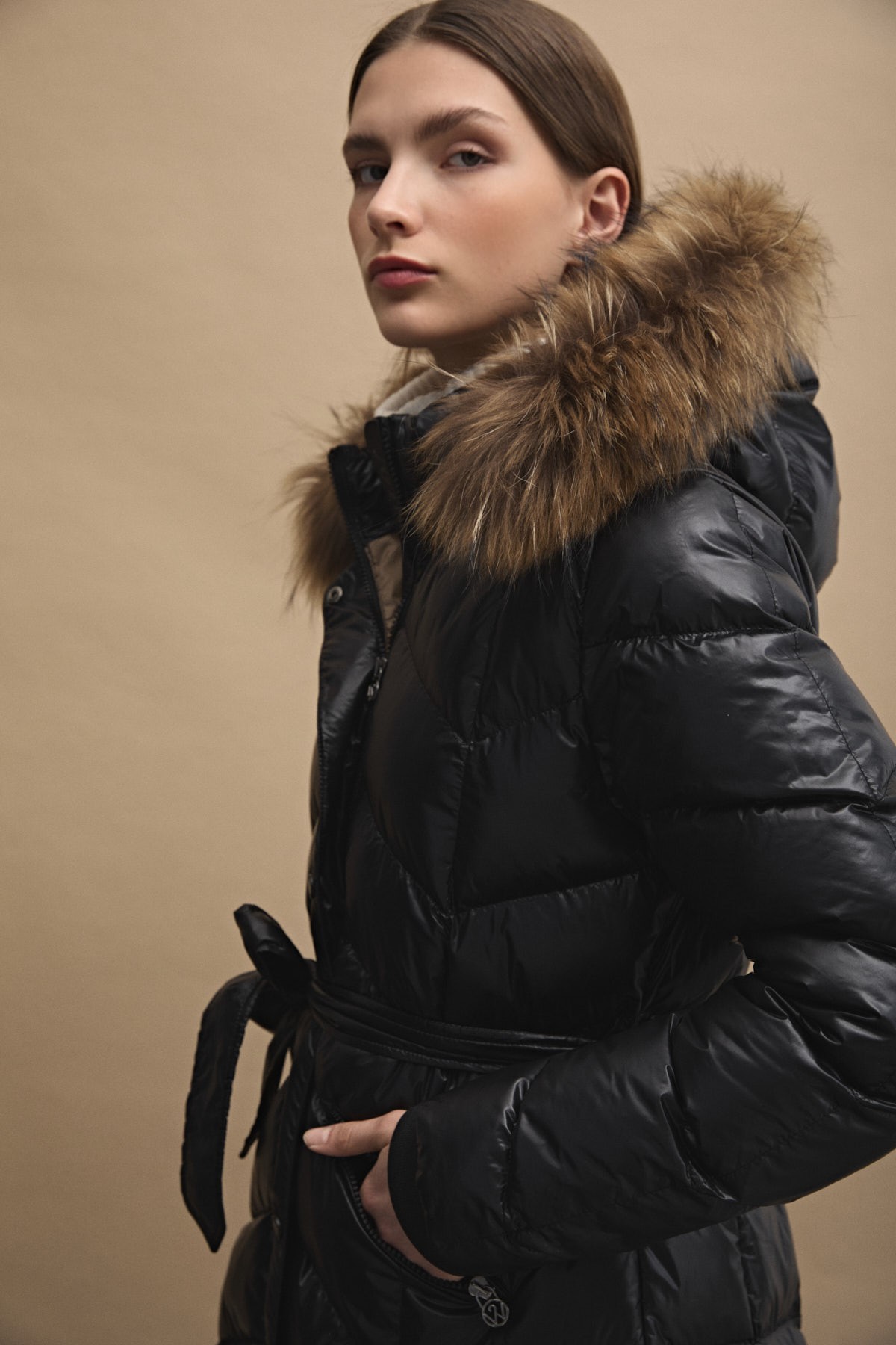 Womania X - Jacket  Naturel Kürklü Puffer Mont 