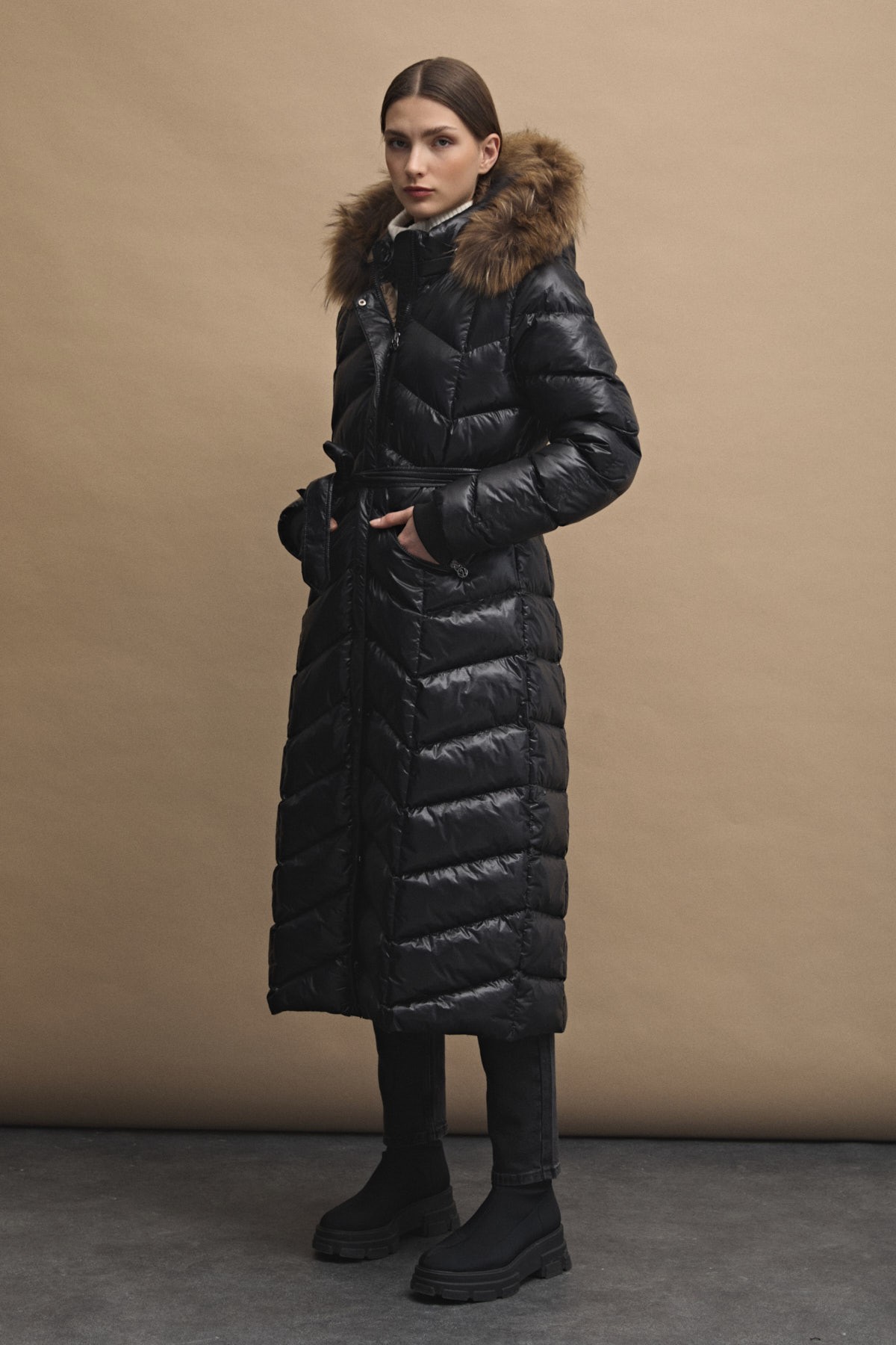 Womania X - Jacket  Naturel Kürklü Puffer Mont 