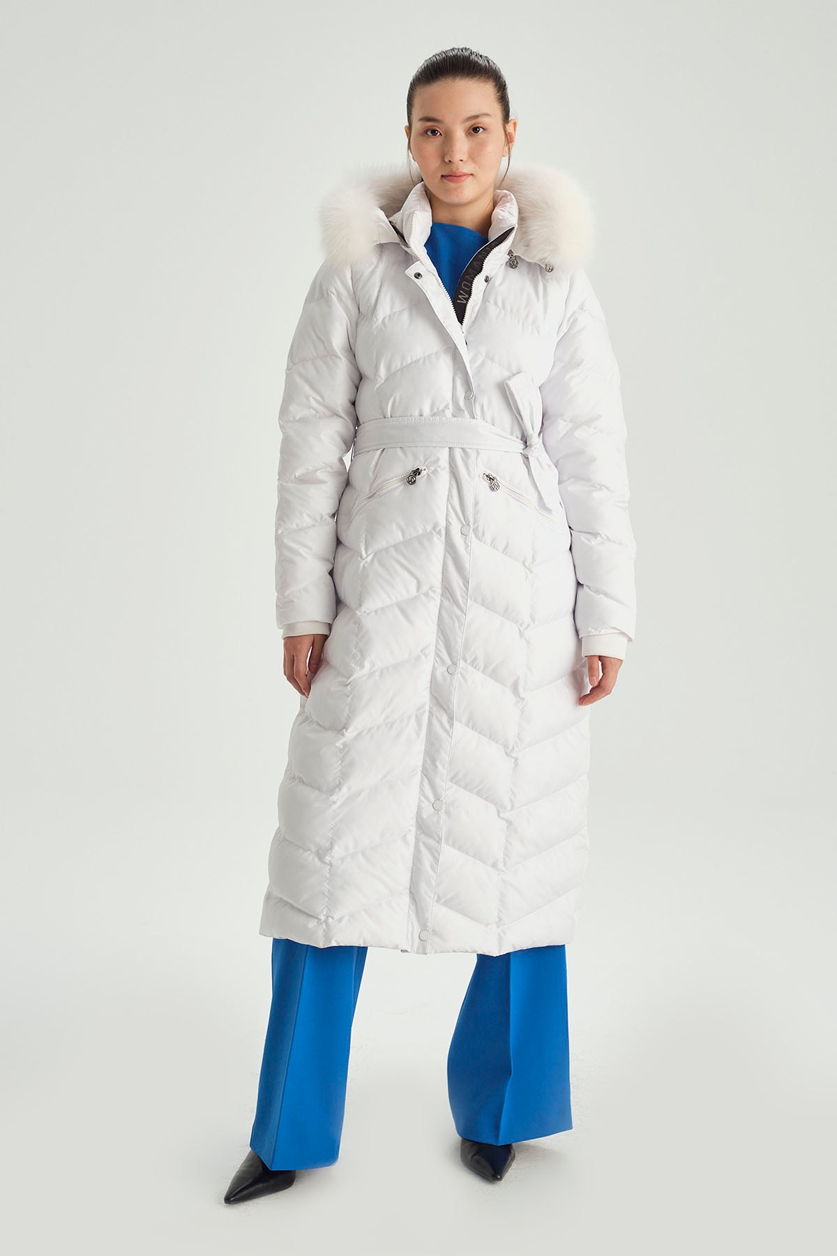 Womania X - Jacket  Naturel Kürklü Puffer Mont  - Beyaz