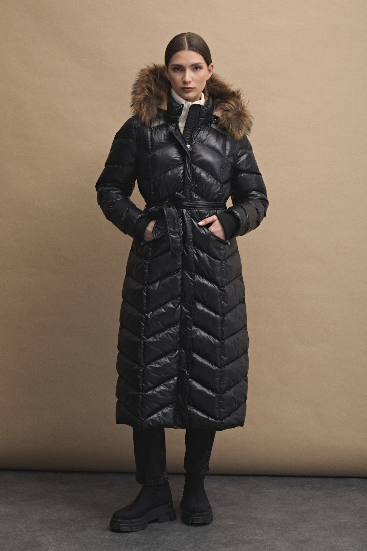 Womania X - Jacket  Naturel Kürklü Puffer Mont 