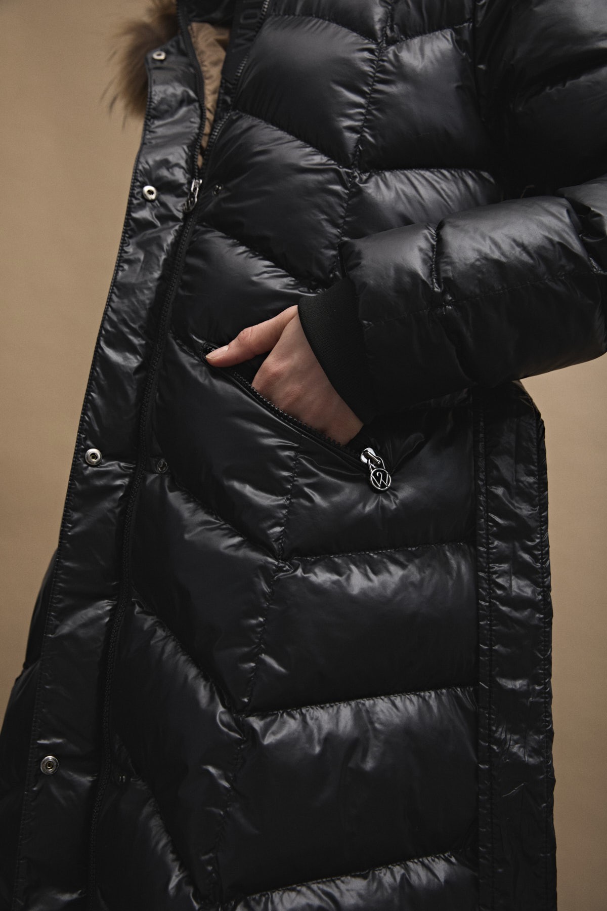 Womania X - Jacket  Naturel Kürklü Puffer Mont 