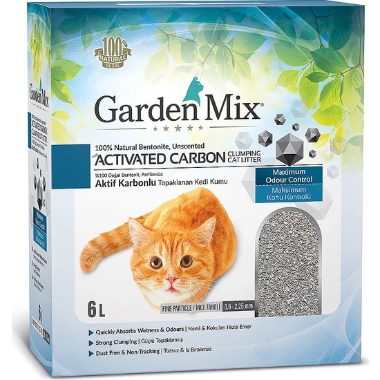 Garden Mix Aktif Karbonlu Maksimum Koku Kontrolü Kedi Kumu 6L