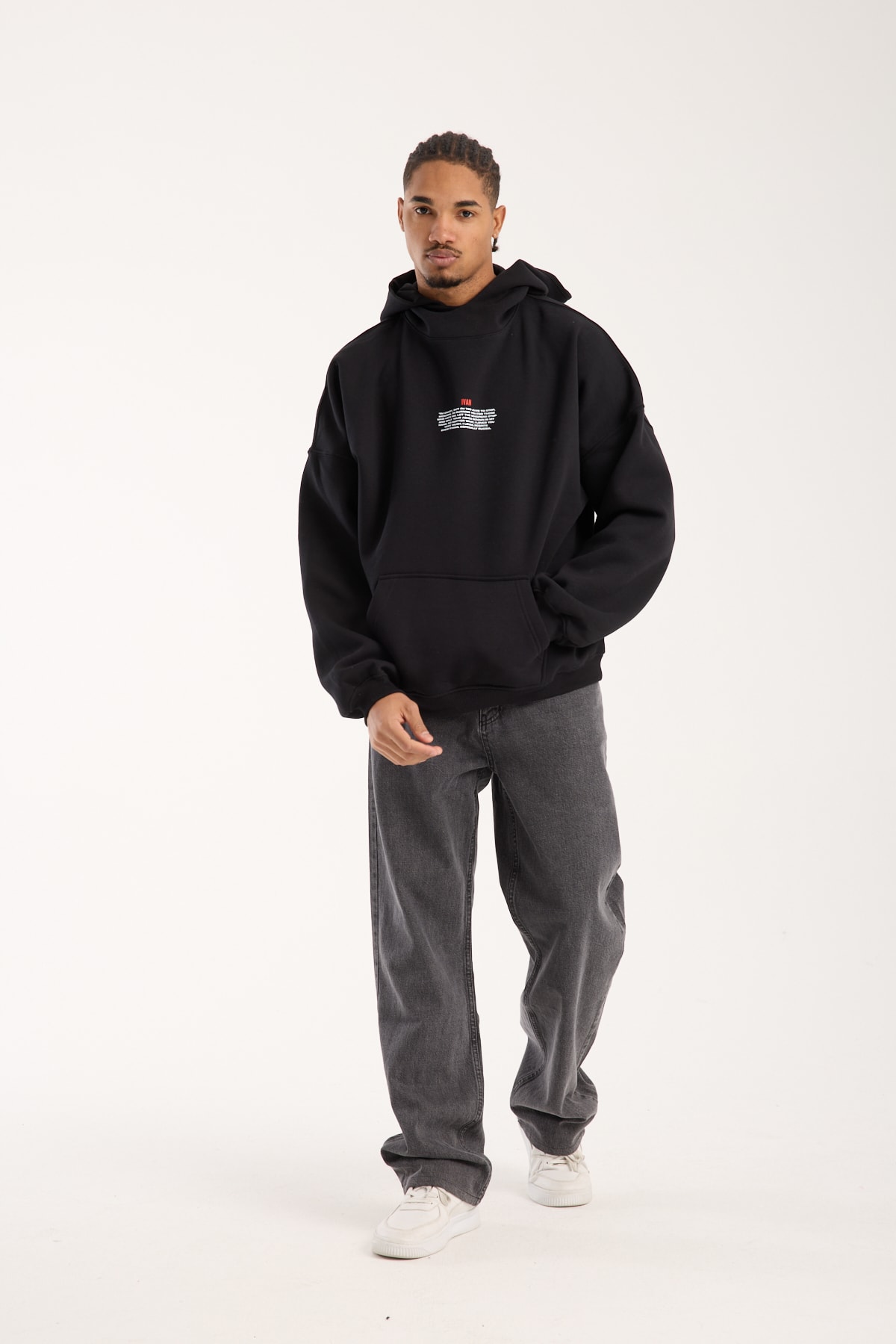 IVAN Siyah Superoversized Hoodie