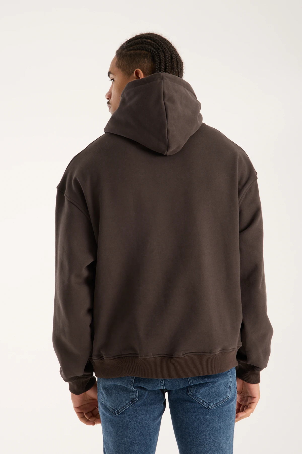 Acı Kahve Nakışlı Oversized Hoodie