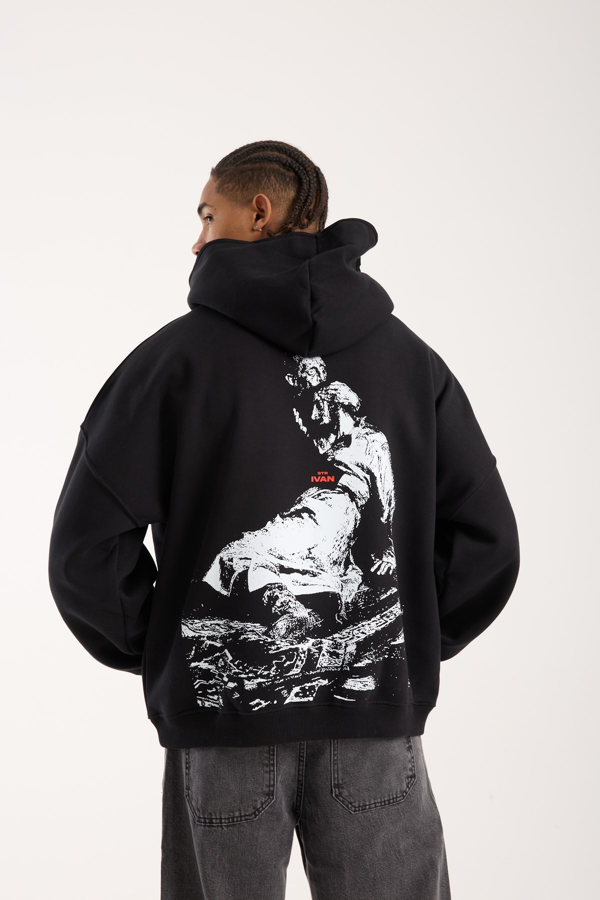 IVAN Siyah Superoversized Hoodie