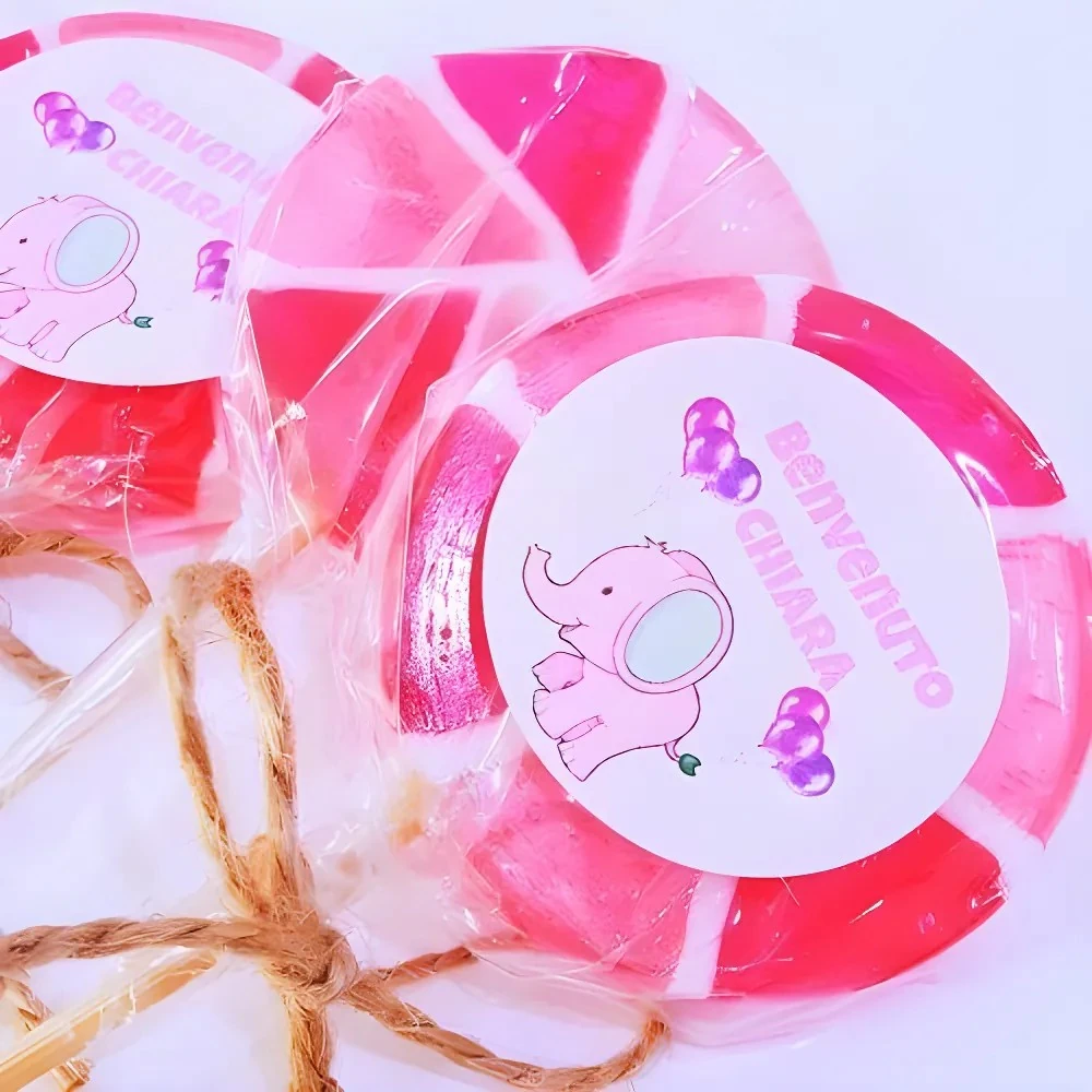 12 Adet Etiketli Pembe Dönme Dolap Lolly Lolipop Kiz Bebek Şekeri 255