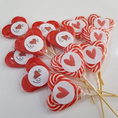 Kırmızı Kalp Lolipop Şeker 12 Adet