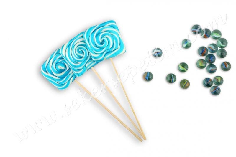 12 ADET KARE LOLİPOP MAVİ BEYAZ