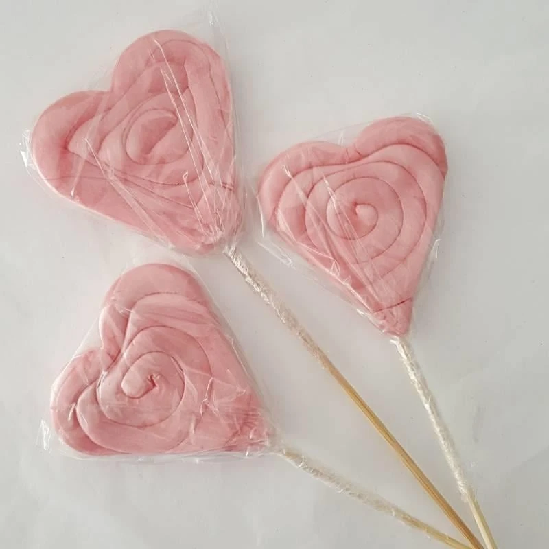 12 Adet Kalp Lolipop Şekeri Tek renk Pembe L25