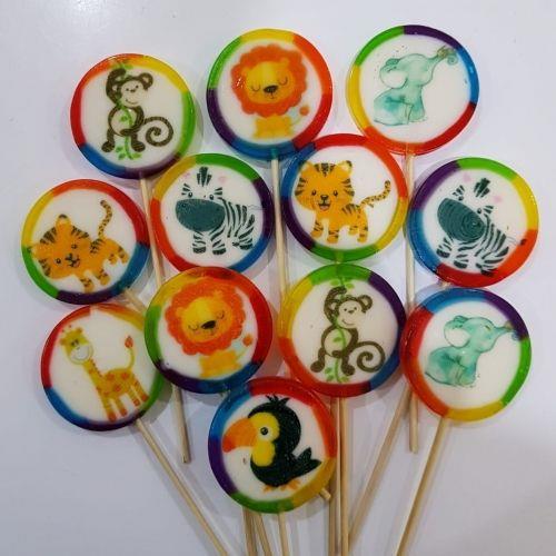 12 ADET HAYVANLAR ALEMİ BASKILI LOLİPOP ŞEKERİ  BL12