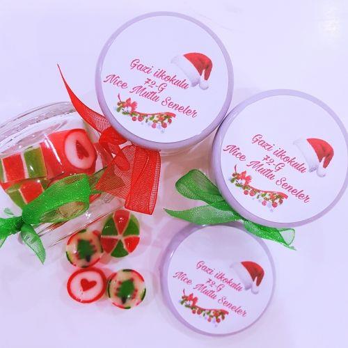 12 ADET ETİKETLİ KURDELELİ KAVANOZLU LOLLY YENi YIL ŞEKERİ YY50