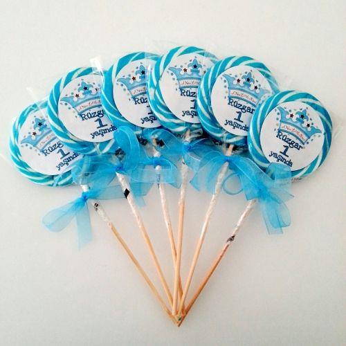 24 ADET ETİKETLİ KURDELELİ LOLİPOP DOĞUM GÜNÜ ŞEKERİ  43
