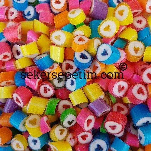 ÇOK RENKLİ KALP LOLLY BUBBLE AROMALI 250 GR