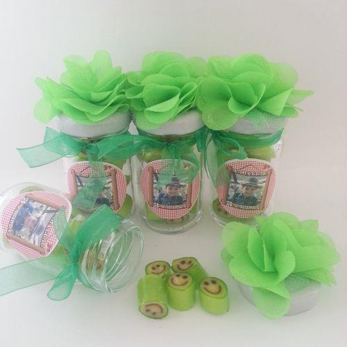 12 ADET YEŞİL ÇİÇEKLİ KAVANOZLU YEŞİL GÜLEN YÜZ LOLLY BEBEK SEKERİ 122
