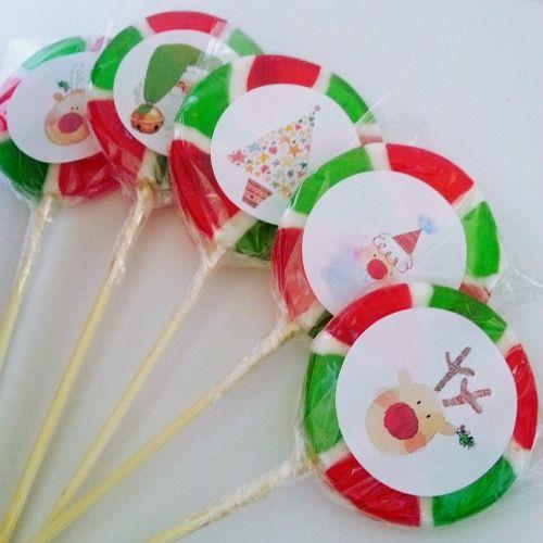 12 ADET YENİ YIL ETİKETLİ YEŞİL KIRMIZI BEYAZ DİLİM LOLLY LOLİPOP ŞEKER YY20