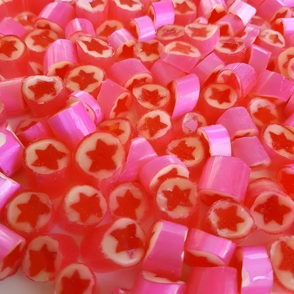 YILDIZ DESENLİ PEMBE LOLLY ŞEKER ÇİLEK AROMALI 250 GR