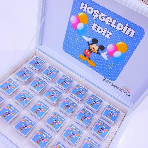 İsim Etiketli Madlen Erkek Bebek Çikolatası 48 ADET Kutulu Madlen EC28
