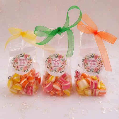 24 ADET PAKETLİ KURDELELİ ETİKETLİ AKİDE BEBEK ŞEKERİ 30 gr
