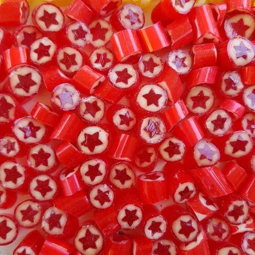 YILDIZ DESENLİ KIRMIZI LOLLY ŞEKER TROPİK MEYVE AROMALI 250 GR