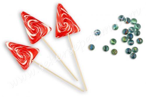 12 ADET ÜÇGEN LOLİPOP KIRMIZI BEYAZ