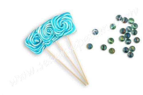 12 ADET KARE LOLİPOP MAVİ BEYAZ