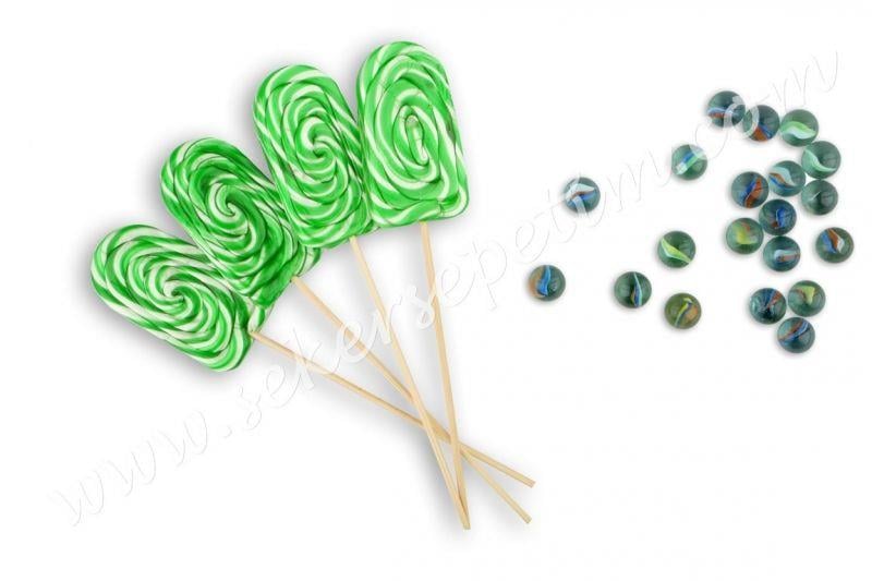 12 ADET DONDURMA LOLİPOP YEŞİL BEYAZ