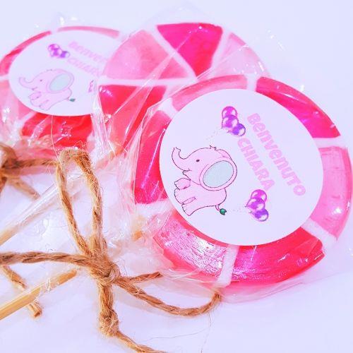 24 Adet Etiketli Pembe Dönme Dolap Lolly Lolipop Kiz Bebek Şekeri 205