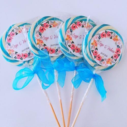 50 ADET ETİKETLİ KURDELELİ LOLİPOP NİKAH ŞEKERi L49