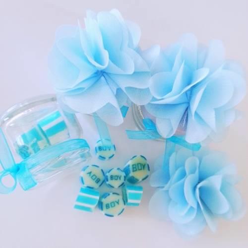 50 ADET MAVİ KURDELELİ ÇİÇEKLİ KAVANOZLU BOY LOLLY ŞEKER 156