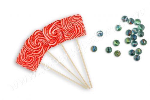 12 ADET KARE LOLİPOP KIRMIZI BEYAZ