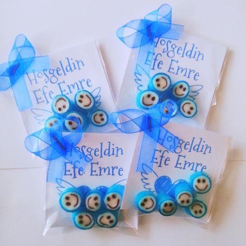 24 ADET KARTLI 5'li LOLLY PAKET ERKEK BEBEK ŞEKERI 114