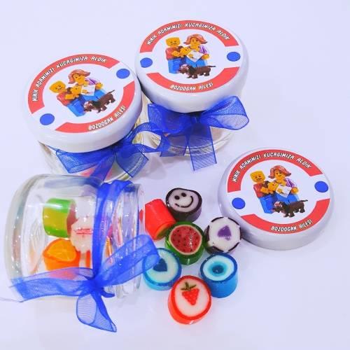 24 Adet Kurdeleli Kavanoz Lolly Şeker + 24 Adet Etiketli Lolipop Bebek Şekeri 180