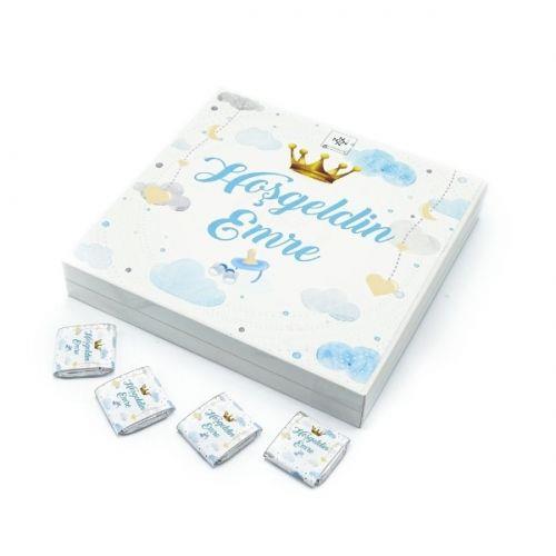 İSİMLİ ERKEK BEBEK ÇİKOLATASI 48 ADET KUTULU MADLEN